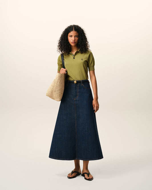 Green Wool Short Sleeves Ami De Coeur Polo