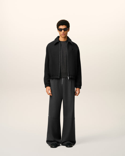 Black Cotton Ami De Coeur Padded Zipped Jacket