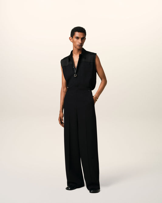 Black Contrasted Top Sleeveless Shirt