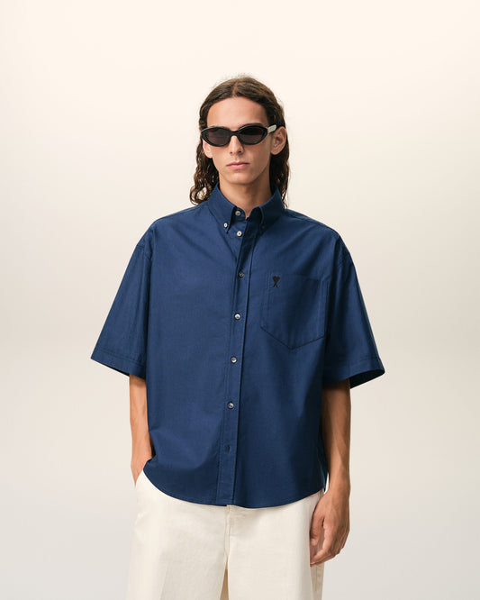 Blue Cotton Boxy Embroidered Ami De Coeur