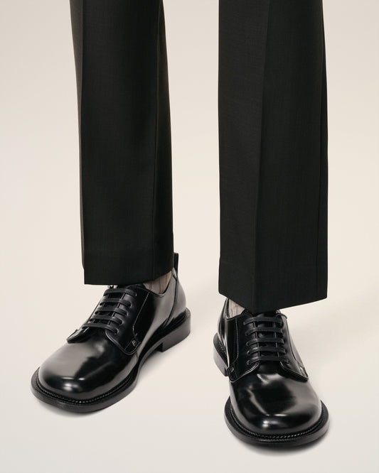 Black Leather Anatomical Toe Derbies