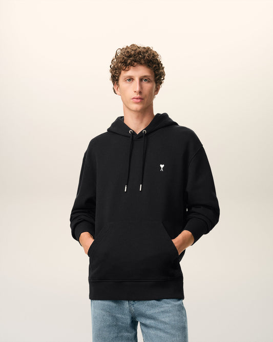 Black Cotton Ami De Coeur Hoodie
