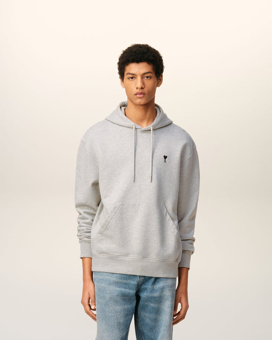 Grey Cotton Contrasted Ami De Coeur Hoodie