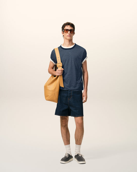 Blue Striped Cotton Ami De Coeur T-shirt
