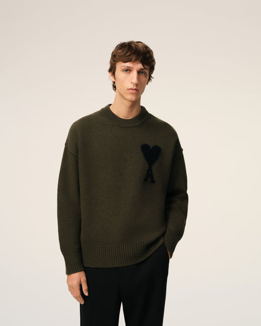 Khaki Wool Ami De Coeur Sweater