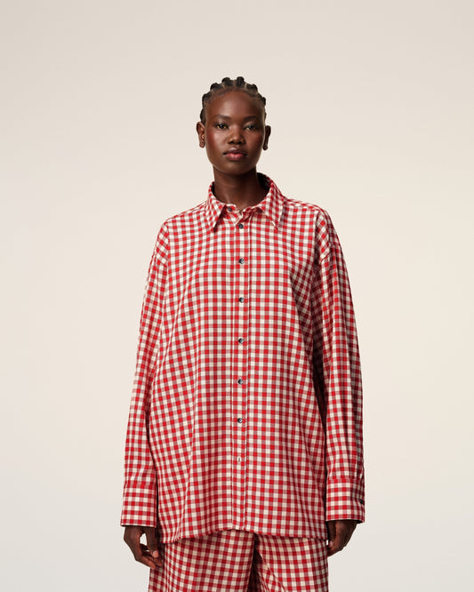 Plaid Red Wool Loose Shirt