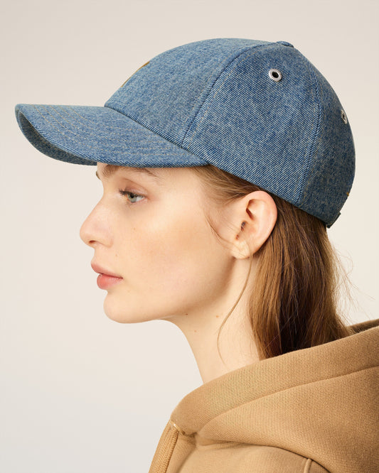 Blue Cotton Ami De Coeur Embroidery Cap