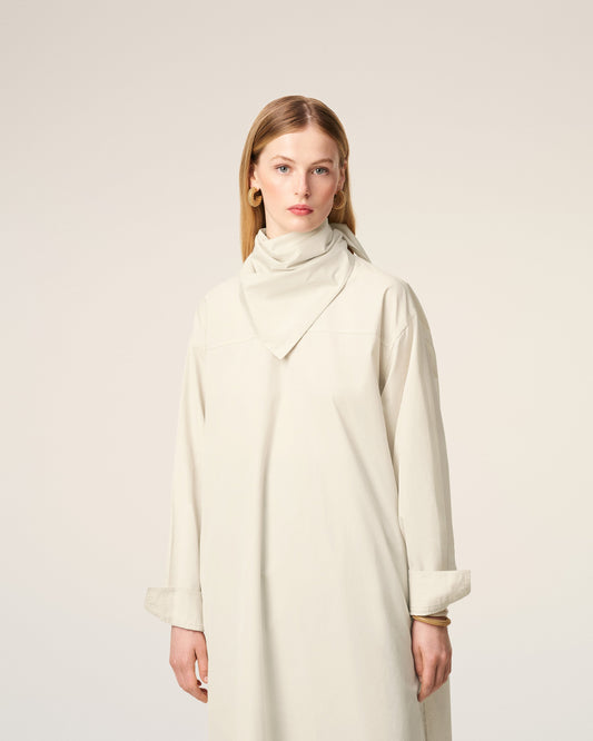 White Cotton Bandana Midi Dress