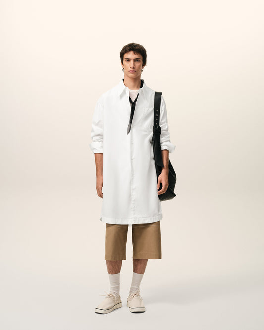 White Cotton Ami De Coeur Wide Shirt Dress