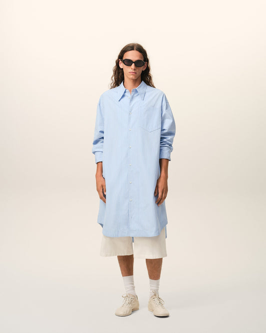 Blue Cotton Ami De Coeur Wide Shirt Dress