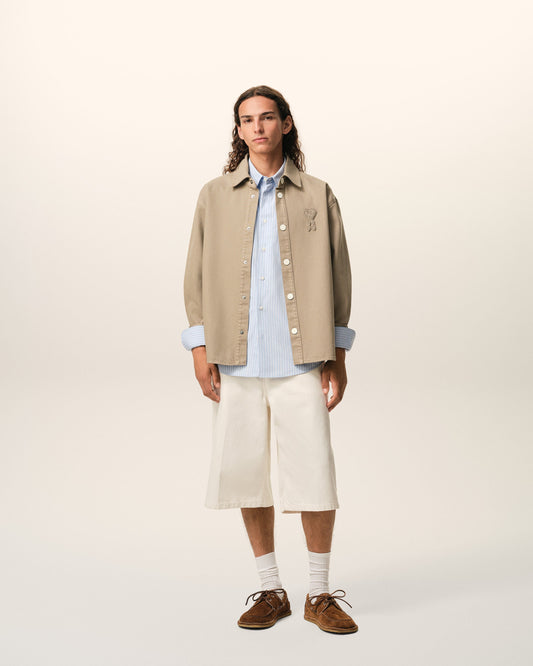 Beige Cotton Knitted Ami De Coeur Overshirt