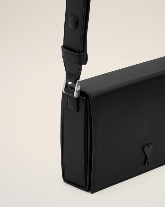 Black Smooth Leather Ami De Coeur Lunch Box Bag
