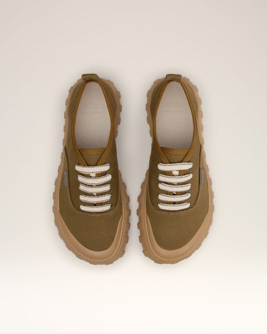 Khaki Cotton Low Top Tempo Canvas Sneakers