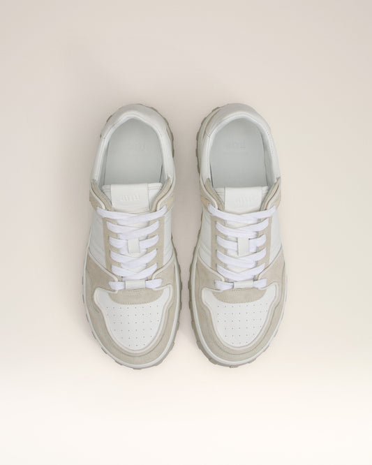 Grey Leather Low Top Walk Sneakers