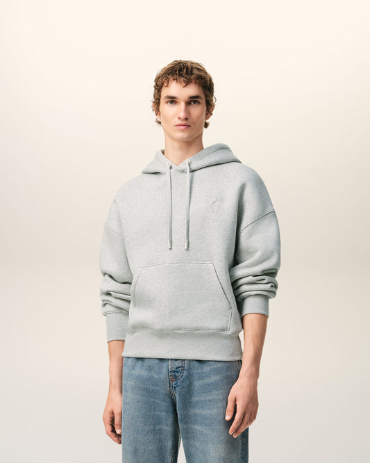 Grey Cotton Embossed Ami De Coeur Hoodie