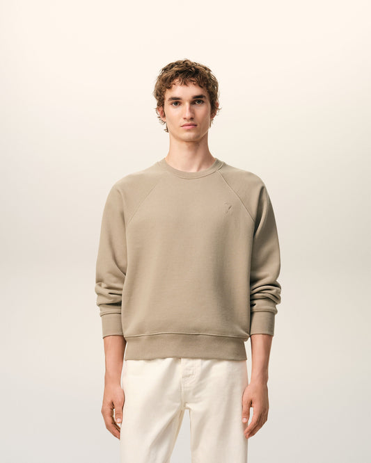 Beige Cotton Embossed Ami De Coeur Sweatshirt