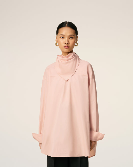 Pink Cotton Long Sleeves Bandana Blouse
