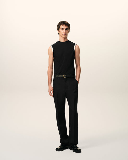 Black Jersey Sleeveless Fitted Top