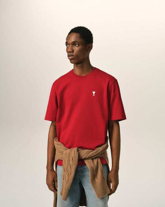 Red printed cotton "Place des Victoires" t-shirt